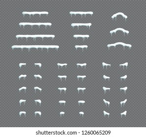 Snow Cap Icicle Winter 3d Illustration Vector Elements Set