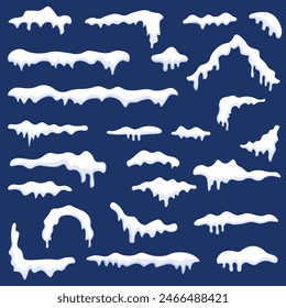 Snow cap icon set. Snow decoration set. Vector illustration.