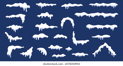 Snow cap icon set. Snow decoration set.