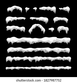Snow Cap isolated on black background. New Year and Christmas decoration element. Vector illustration