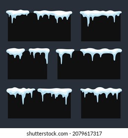 Snow Cap on Black Blank Banners Set. Vector