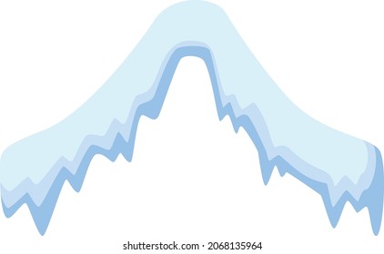 Snow cap. Roof shape ice dam in cartoon style