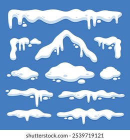 snow cap set collection flat vector