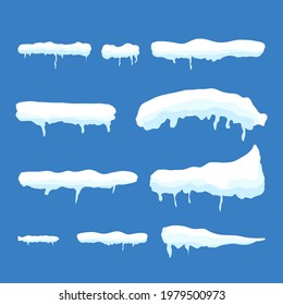 Snow cap vector collection set in winter seasons isolated on white background , Vector illustration EPS 10