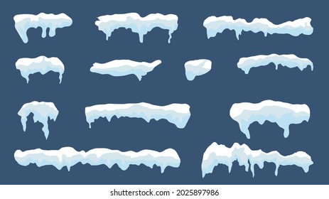 Snow cap vector collection set in winter seasons isolated on white background , Vector illustration EPS 10