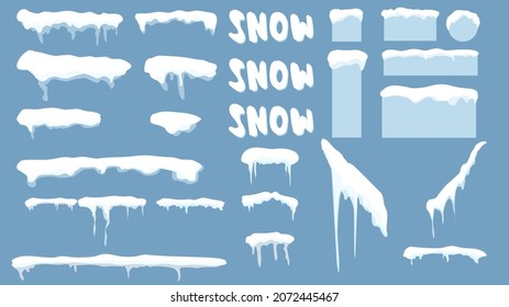 Snow cap vector collection set in winter seasons isolated on white background , Vector illustration EPS 10