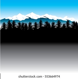 snow capped mountain range/snowy mountains/vector art of a snow covered mountain range 