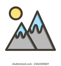 Snow Capped Mountain Vector Thick Line Filled Colors Icon For Personal And Commercial Use.

