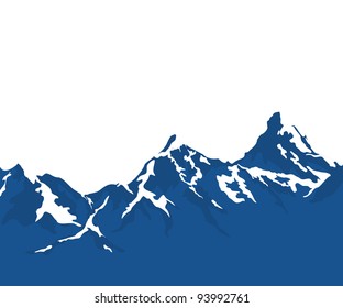 snow capped mountains isolated white background