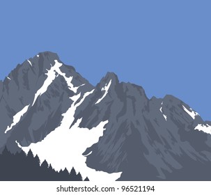 snow capped mountains  Vector illustration 
