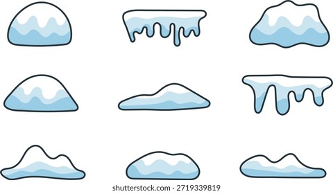 Um conjunto de desenhos animados Snow Caps e Icicles