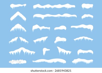 Snow Caps and Icicles Vector Set – Winter Decoration Elements