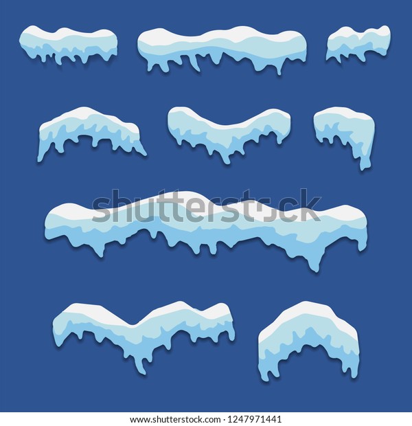 Snow caps isolated on blue background. Vector illustration. Eps 10.