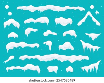 Capas de neve definir vetor, clipart de inverno 