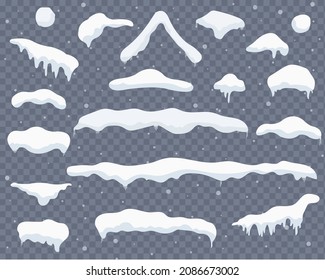 Snow Caps Snowballs And Drifts , Vector Illustration