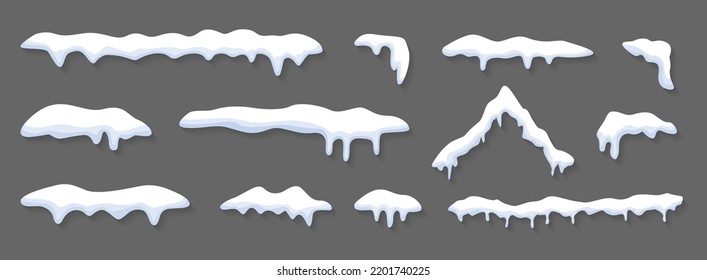 Schneekappen, Schneebälle und Schneefräse-Set-Vorlage