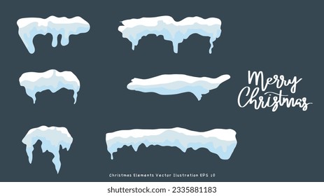 Snow caps, snowballs and snowdrifts set. Snow cap vector collection, Element in Christmas holiday , illustration Vector