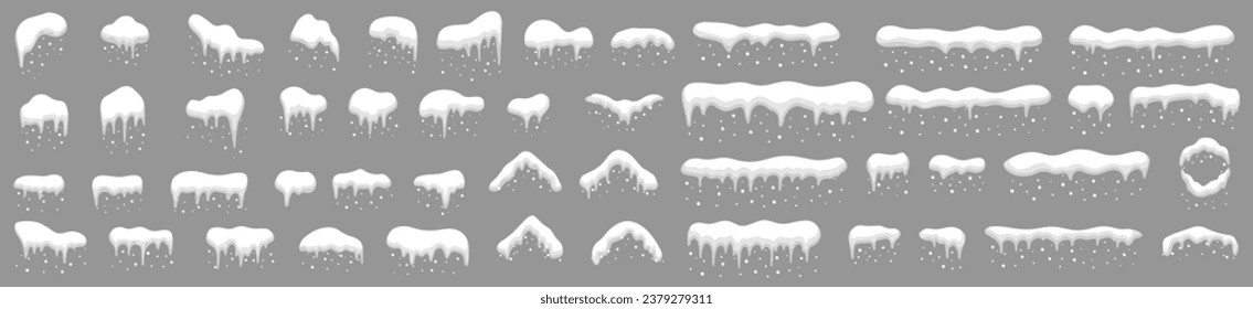 Schneekappen, Schneebälle und Schneefräse-Set-Vorlage