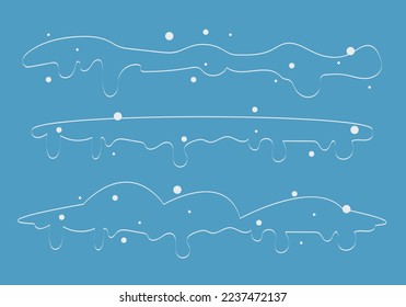 Snow caps, snowy ice and frozen icicles, vector cartoon icons, isolated on transparent background. Abstract snow frost caps for Christmas and New Year elements design