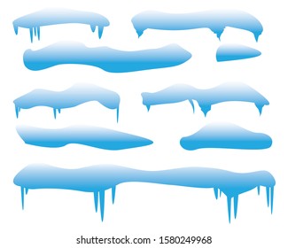 snow caps vector collection.winter decoration element.snowy elements on winter background.cartoon template.