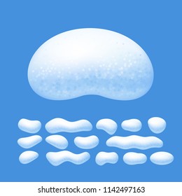 Snow caps vector set isolated on blue background. Eps8. RGB. Global colors