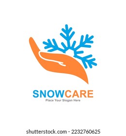 Snow care logo vector design. Suitable for business, hand symbol, ecology, nature