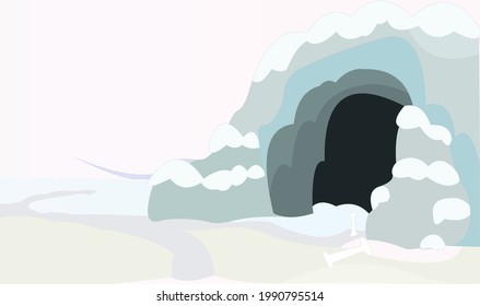 Snow cave illustration icon vector artwork cartoon background