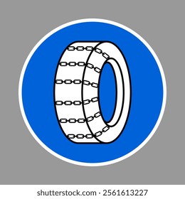 Snow Chains Mandatory Sign Vector Illustration