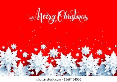 Snow christmas decoration on red