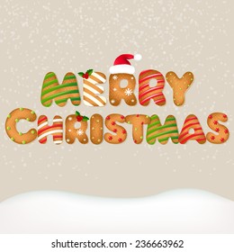 Snow With Christmas Text With Gradient Mesh, Vector Illustration