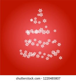 Snow Christmas tree with red background