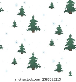 Snow and Christmas trees pattern. Abstraction.