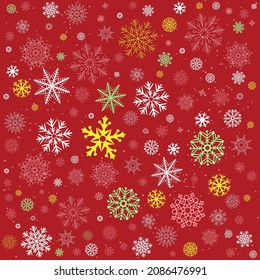 La decoración de invierno navideño con decoración de nieve sin costuras. El fondo de la caricatura navideña nevará. Plantilla estacional de decoración rosa oscuro