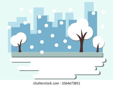 snow in city