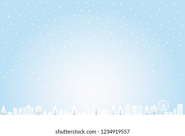 Snow and cityscape (white tone)
