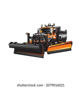 snow cleaning truck vector Orange color