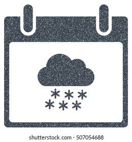 Snow Cloud Calendar Day grainy textured icon for overlay watermark stamps. Flat symbol with dirty texture. Dotted vector smooth blue ink rubber seal stamp with grunge design on a white background.