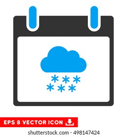 Snow Cloud Calendar Day icon. Vector EPS illustration style is flat iconic bicolor symbol, blue and gray colors.