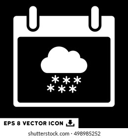 Snow Cloud Calendar Day icon. Vector EPS illustration style is flat iconic symbol, white color.