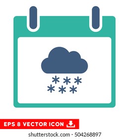 Snow Cloud Calendar Day icon. Vector EPS illustration style is flat iconic bicolor symbol, cobalt and cyan colors.