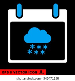 Snow Cloud Calendar Day icon. Vector EPS illustration style is flat iconic bicolor symbol, blue and white colors.