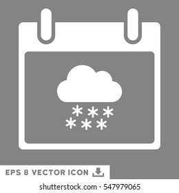 Snow Cloud Calendar Day icon. Vector EPS illustration style is flat iconic symbol, white color.