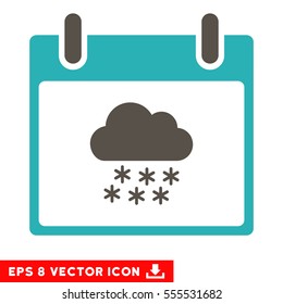 Snow Cloud Calendar Day icon. Vector EPS illustration style is flat iconic bicolor symbol, grey and cyan colors.