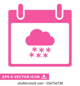 Snow Cloud Calendar Day icon. Vector EPS illustration style is flat iconic symbol, pink color.