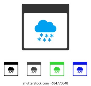 Snow Cloud Calendar Page flat vector illustration. Colored snow cloud calendar page gray, black, blue, green icon variants. Flat icon style for application design.