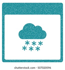 Snow Cloud Calendar Page grainy textured icon for overlay watermark stamps. Flat symbol with dirty texture. Dotted vector soft blue ink rubber seal stamp with grunge design on a white background.