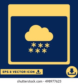 Snow Cloud Calendar Page icon. Vector EPS illustration style is flat iconic symbol, yellow color.