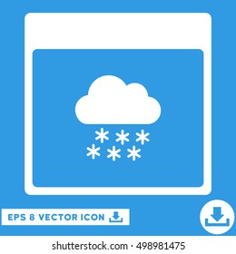 Snow Cloud Calendar Page icon. Vector EPS illustration style is flat iconic symbol, white color.