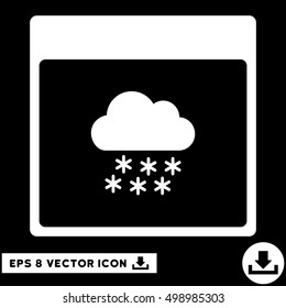 Snow Cloud Calendar Page icon. Vector EPS illustration style is flat iconic symbol, white color.