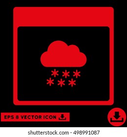Snow Cloud Calendar Page icon. Vector EPS illustration style is flat iconic symbol, red color.